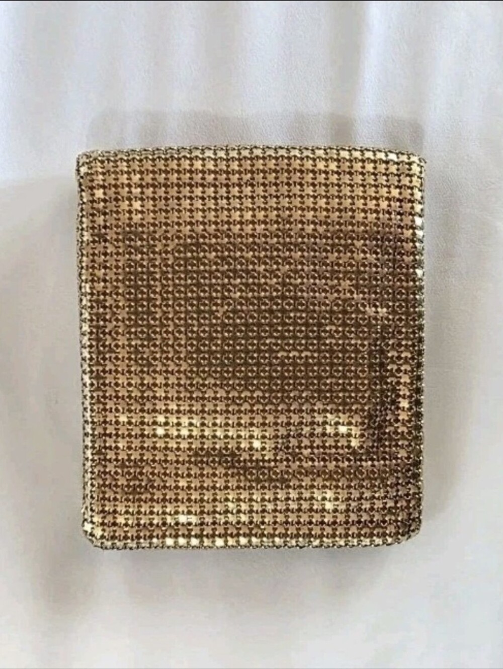 Elegant Gold Mesh Exterior Black Satin Inside Excellent Vintage Wallet by Evans